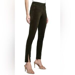 L'AGENCE NWT High-Rise Hunter Green Corduroy Velvet Josie Split Hem Jeans